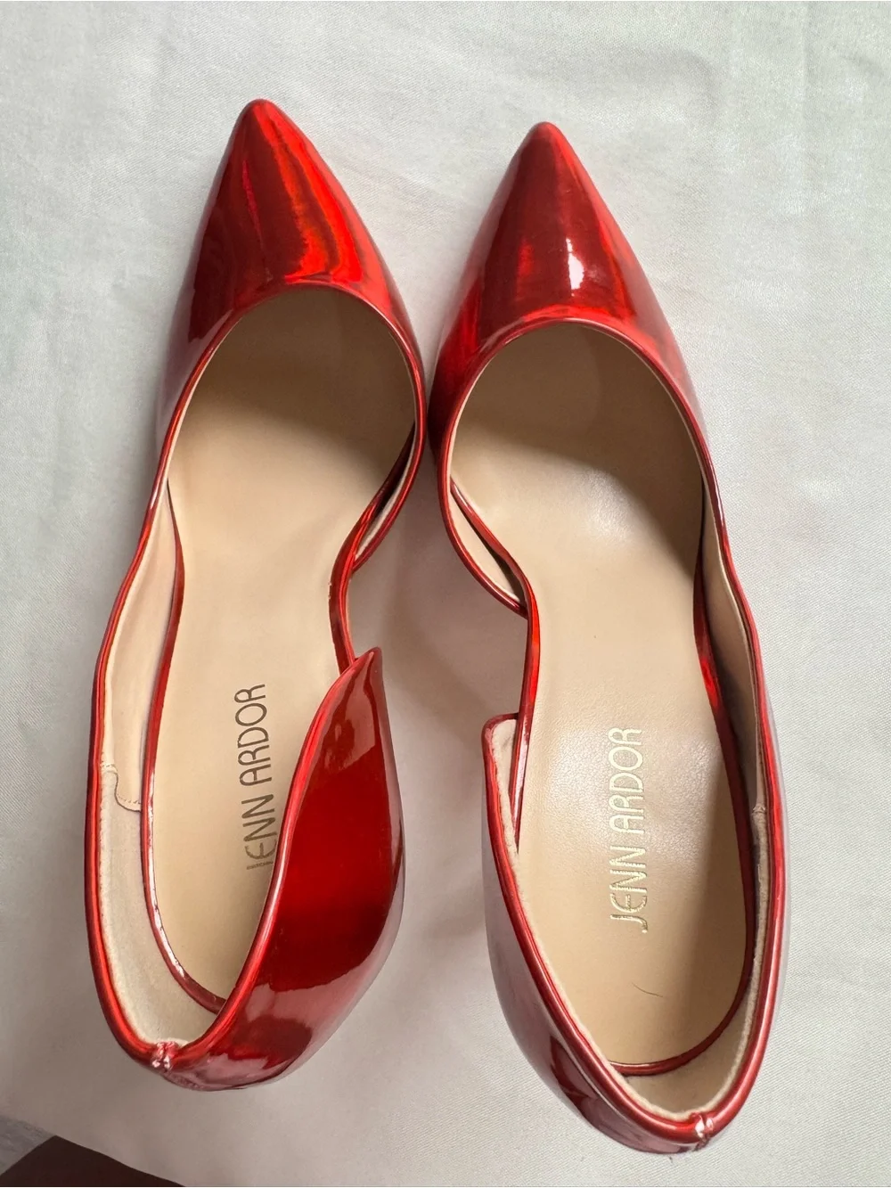 Jenn Ardor Red Metallic D’Orsay Stiletto Heels Party Glam Size 9.5